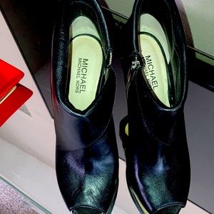 Michael Kors Black Folded Peep Toe Bootie